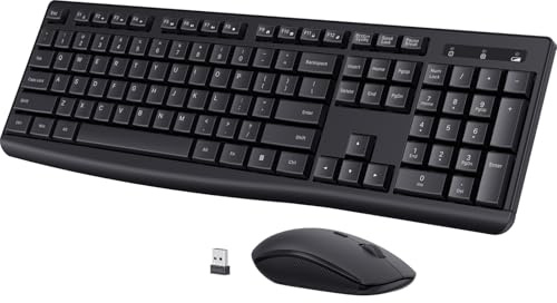 Wireless Keyboard and Mouse Combo, COLIKES 2.4G USB Cordless Mouse and Keyboard, 3 Level DPI Slim Ergonomic, Responsive Plug & Play for Computer Laptop PC - Full Size