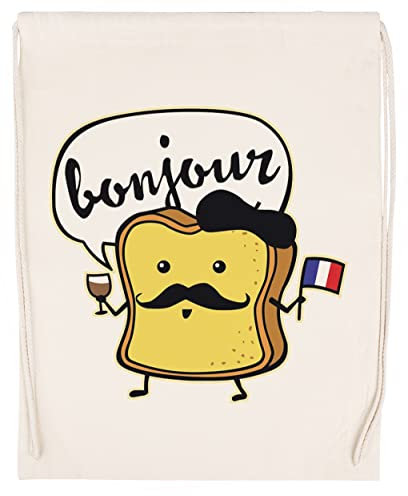 Luxogo Français Pain Grillé Sac de Sport Beige à cordon De Serrage Unisexe Drawstring Bag Gym