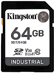 Kingston Industrial SDXC Memory Card 64GB Class 10, UHS-I, U3, V30, A1 pSCL