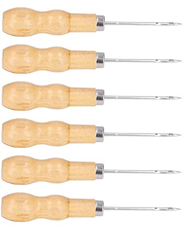 10 Stück Leder-Nähahle mit Holzgriff, Handahle Nähahle 125 Mm Länge, Leder-Ahle Handwerkzeug-Set für die Reparatur von Heimwerkerarbeiten