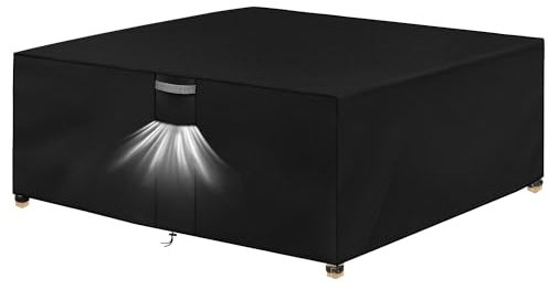 Dokon Housse Salon de Jardin Exterieur avec Aérations, Imperméable, Résistant au Vent, Anti-UV Tissu Oxford 420D Bache Meubles Housse de Protection Table de Jardin, Carré (180x180x74cm) - Noir