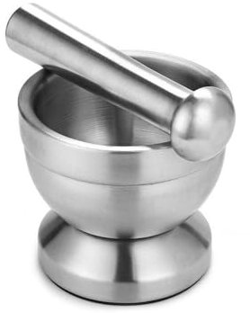 Viitech Mortaio con pestello, set di mortaio e pestello in acciaio inox, macinazione senza sforzo di spezie ed erbe per pillole e spezie