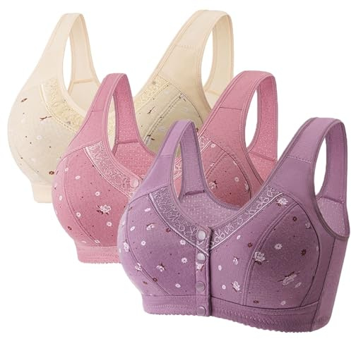 3-Pack Soutien - Gorge pour Femmes Âgées Grande Taille Coton Femmes Âgées Et D'âge Moyen Soutien - Gorge Confort Ultra Doux Gilet De Sport (Color : A, Size : 115/50ABC)