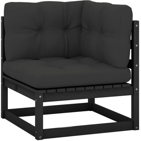 LAPOOH hörnsoffa för trädgård med antracit kudde, loungesoffa utomhus, trädgård loungemöbler, trädgårdssoffa, trädgårdssoffa, balkongset, möbler, massivt trä furu