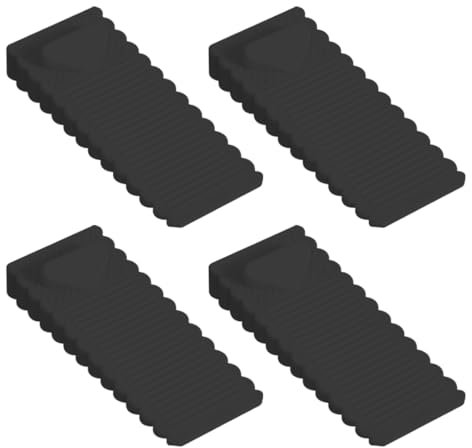 EIHI Fermaporta da Pavimento in Gomma, 4pcs Cuneo Ferma Porta e Finestra,Antiscivolo,con Altezza Regolabile,Protezioni per Porta Interne e Finestre Casa Ufficio,Nero