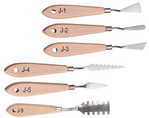 STOBOK 6pezzi Spatole Per Pittura Olio Pz Coltelli Per Pittura Professionali Strumenti Per Artistica Legno Di Acciaio Inossidabile Non Arrugginiscono Facilmente Manico Liscio Utilizzo Flu