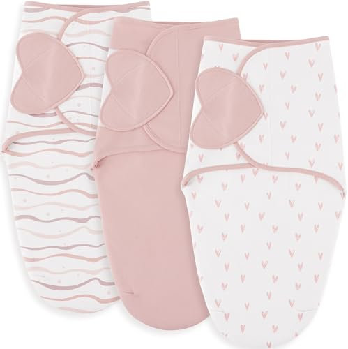 Susurration 3-Pack Swaddle Schlafsack Baby - 100% Baumwolle Baby Schlafsäcke für Neugeborene,Verstellbare Säugling Wrap für Junge Mädchen 0-6 Monate (Rosa Lila)