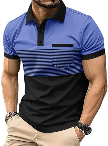 Men's Polo Shirt Short Sleeve Golf Athletic Casual Business Office Top Tee Multi Colors (UK, Alpha, XXL, Regular, Regular, #12)