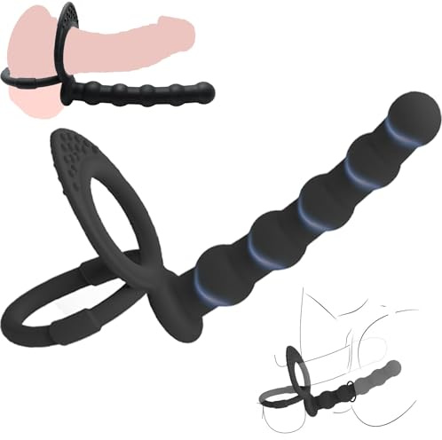 Jouets anaux, Perles anales, Anneau pénien double pénétration, Sextoys pour couples, Double gode ceinture anal pour plaisir anal et stimulation vaginale, Plug anal en silicone