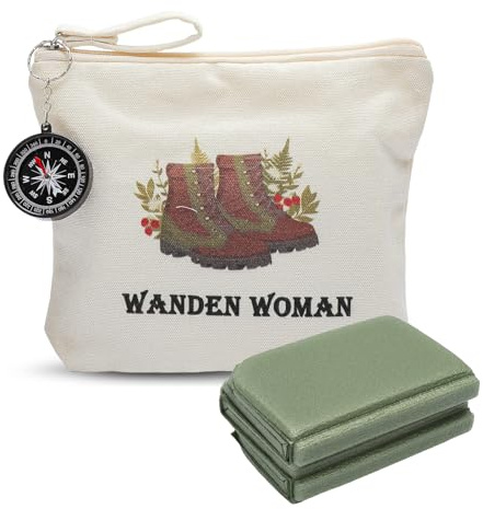 Set da Escursionismo 4 in 1 – Zaino in Tela, Bussola Poncho Antipioggia Cuscino Pieghevole Accessori Outdoor Leggeri Impermeabili Idee Regalo Campeggio per Zaino in Spalla Escursionismo Campeggio