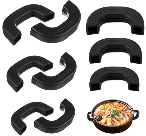 Solinorex Manici per Pentole - 9 Pezzi Manici in Silicone per Pentole, Adatti per Zuppa, Padelle, Montaggio e Pulizia Facili, Nero
