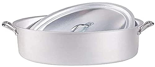 Ollas Agnelli Oval cazuela con Dos Asas y Tapa, BLTF Aluminio, con Final de Matt, de Plata, 26 cm
