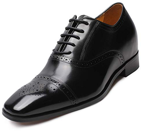 CHAMARIPA Zapatos de Elevación Invisibles para Hombre - apatos de Vestir Formales con +7 cm de Aumento de Altura - Oxford y Derby de Piel para Negocios y Oficina Y6532B 45EU