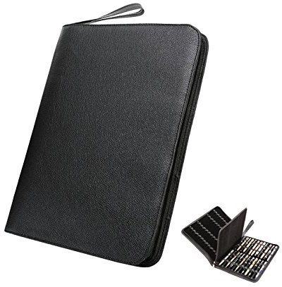 Topoomart PU Leather Fountain Pen case for Pen Collection Black for 48 pens