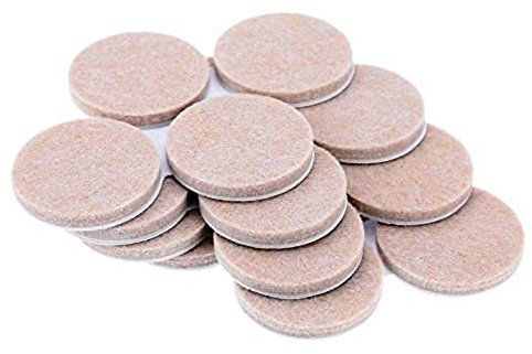 Merriway BH05282 (16 Pcs) Self Adhesive Floor Furniture Protection Felt Pad Round 38mm x 4mm Thick - Set of 16 Pieces, White