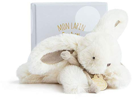 Doudou et Compagnie - Doudou Lapin Bonbon - Boite Cadeau - Taupe - 16 Cm - Doux - Idée Cadeau de Naissance Fille et Garçon - Garantie Doudou Perdu - DC3377