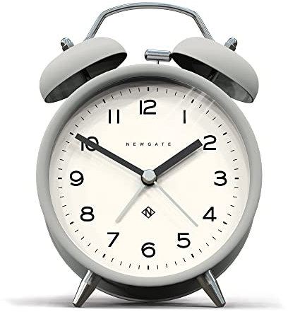 NEWGATE® Charlie Bell Echo wecker | Moderne Interpretation der klassischen doppelglockenuhr | Grau | Leicht lesbare Zahlen | Ideal für nachttisch, Schreibtisch oder Regal | Modernes Retro