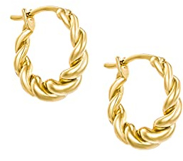 Brandlinger ® Atelier geschwungene Creole Gold aus vergoldetem 925 Sterling Silber, äußerer Durchmesser 16mm