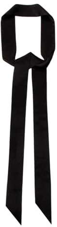 QUUPY Women Chiffon Scarf Solid Color Thin Long Chiffon Scarf Tie Narrow Scarf Neck Tie Waist Belt (Black)