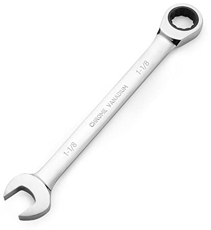 FLZOSPER 1-1/8 Inch SAE Box End Head Geared Wrench, 72-Tooth Ratcheting Combination Wrench Spanner