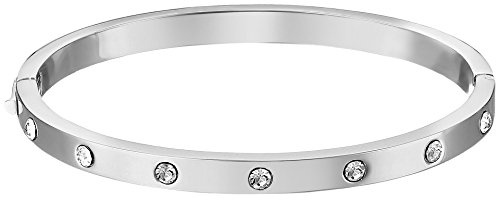 kate spade new york Set in Stone Metal Stone Hinged Bangle, Clear/Silver, One Size