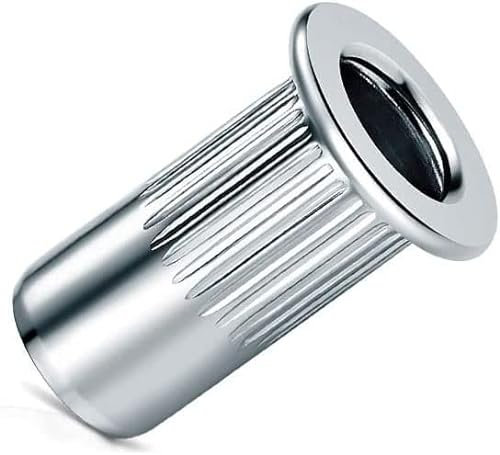 M8 Écrous à rivets aveugles, tête bombée, corps rond rainuré, insert fileté à extrémité ouverte, 8mm écrou moleté en acier zingué, rivet pour acier, alliage, cuivre, plastique (50 pcs.)