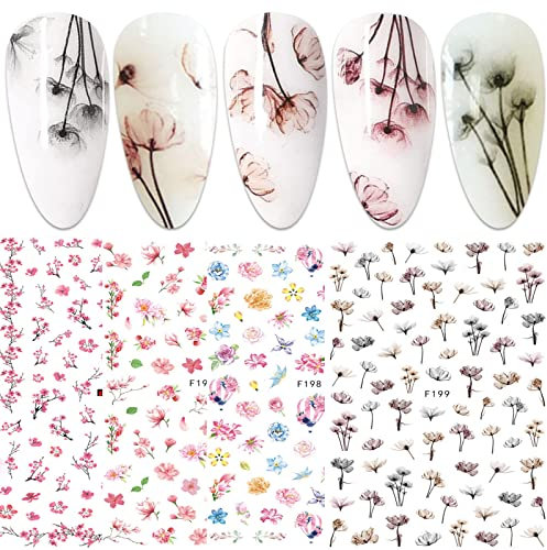 JMEOWIO Fiore - Adesivi per unghie Nail Art 9 fogli adesivi per unghie autoadesivi Deco Nail Art Design Manicure