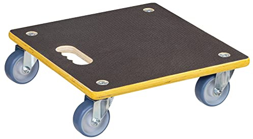 WAGNER Transportroller Transportstöd I Lappträ med grepp 38 x 38 x 11 cm, lastkapacitet 300 kg I Möbelroller för flyttar I Rullbräda mjuka hjul I kraftig rullbräda bärhandtag I FSC I Made in DE