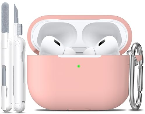 R-fun für AirPods Pro 2 Hülle Weiche Silikon -Sandrosa | Kompatibel mit AirPods Pro 1st/2nd Gen. (2019/2022/2023), Reinigungsset & Schlüsselanhänger inkl., Unisex, Rundumschutz