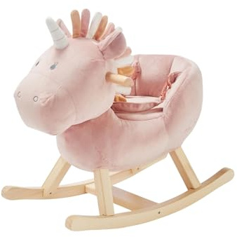 NOUKIE'S - Bascule pour bébé - Licorne Rose Lina - À partir de 10 Mois - avec Ceinture de sécurité