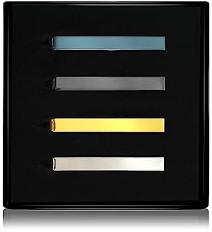 Roctee 4pcs Skinny Tie Clips for Men 1.69 Inch, Tie Clip Tie Bar Tie Bars Pins Clasps Set for Regular Ties Short Slim Thin Ties with Box Black Blue Gold Silver
