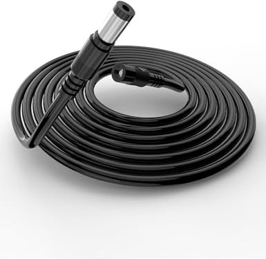 Tonton 5M DC Verlängerungskabel für Echo Show 21, Show 15, Show 15 (2. Gen.), Echo Show 10 (3. Gen.), Echo Show 8, Echo Show (2. Gen), Echo (4. Gen.) Auch für c7h6n3, k3v1n9 Ladeadapter, 18AWG Schwarz