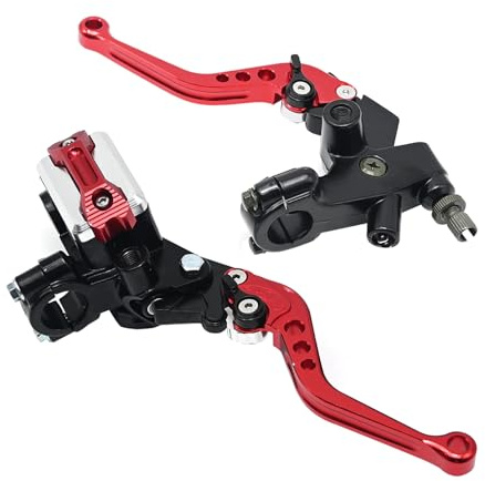 CADUFUELLY 7/8'' 22mm Universal Motorcycle Brake Lever Clutch Master Cylinder Lever Set Reservoir for Harley Honda Kawasaki Suzuki Yamaha