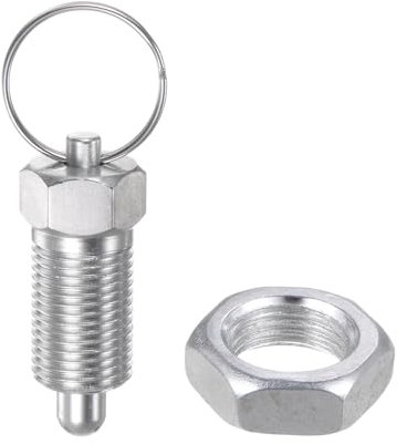 QUARKZMAN Pasador de Resorte con Anillo de Tracción Rosca M16*1.5 Longitud de 0.96 Diámetro de Pasador de 10 Mm Cabeza Redonda de Acero al Carbono Pasador Retráctil No Bloqueable