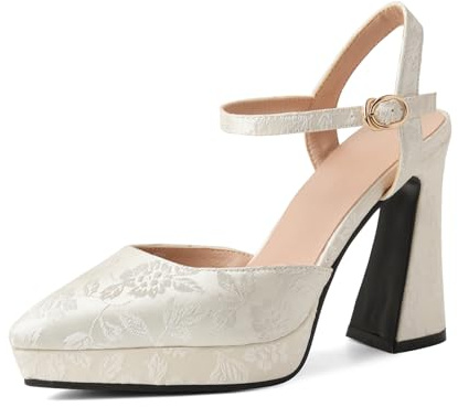 Gicoiz Puntiagudo Sandalias de Mujer Lentejuelas Boda Tacón Ancho Zapatos