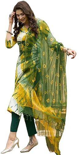 Aashita Creations Women's Cotton Blend Straight Printed Kurta with Pant & Dupatta_467