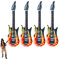 4 Stück Aufblasbare Gitarre, Luftgitarre, Luftgitarren Zum Aufblasen, Aufblasbarer Band Deko,Kinder Party Gitarrendekor, Flammen Musik Musikinstrumente, Aufblasbar Luftgitarre Rock