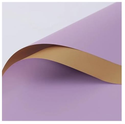 WENH 20 Sheets/bag Flower Wrapping Paper Korean Floral Bouquet Packing Supplies Waterproof Fresh Flowers Gift Packaging Marterials(Lilac purple-Gold)