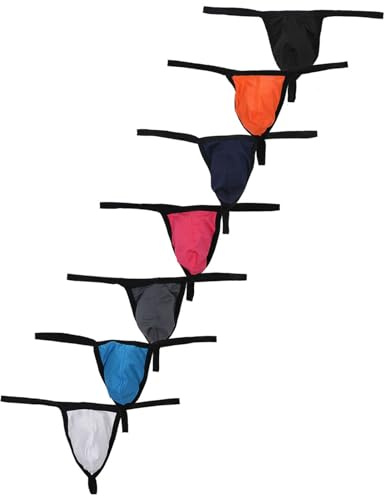 YUFEIDA Men's Thong Underwear Breathable Mesh Briefs Comfortable String Underpants Low Rise T-Back Bikini Pack