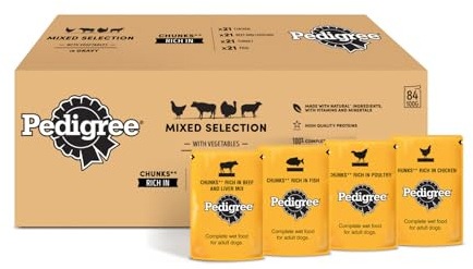 PEDIGREE Adult Dog Food Pouches Chunks in Jelly 84 x 100 g Multipack