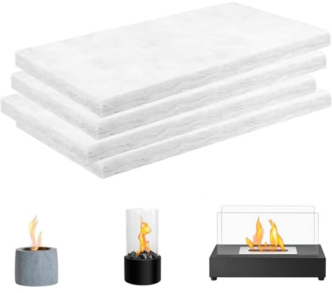 4 piezas de lana de cerámica para bioetanol: 30 x 10 x 2,5 cm esponja de cerámica para chimenea de bioetanol, esponja de lana de cerámica para estufa de alcohol, bioetanol reemplazar la mecha