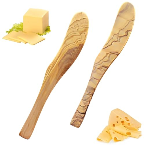 GXGM 2 Stück Buttermesser Holz,Marmelade Messer, Kleine Brot Creme Messer, Brotzeitmesser Tafelmesser für Butter, Käse und Gebäckherstellung