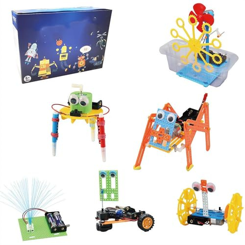 Kit di Esperimenti Scientifici per Robotica, Kit di Costruzione di Robot per Ingegneria Scientifica, Kit di Artigianato per Costruzione di Robot con Set Motore per Bambini di 6-8 Anni, per Bambini di