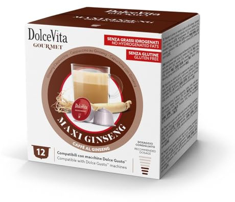 DOLCE VITA 60 Capsule Dolce Gusto MAXI GINSENG Compatibili con macchine Nescafe Dolce Gusto - Prodotto Senza Glutine e Grassi Idrogenati -