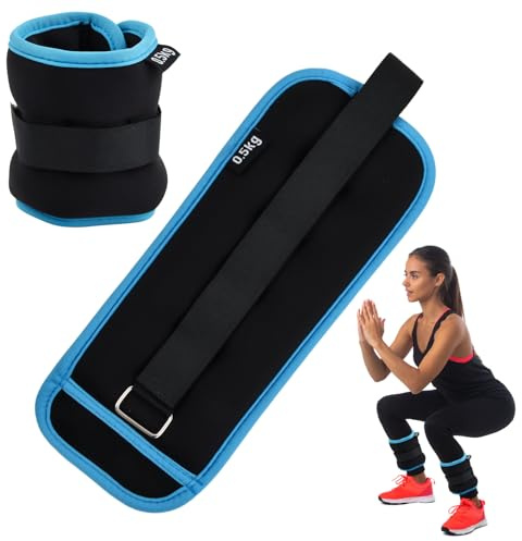 Ankle Weights Set,0.5/0.75kg 1 Pair Wrist Weights Leg Weight for Women Men,Ankle Weight Strap,weight Cuffs Arm weights for Jogging Dance Walking Fitness Aerobics Exercise (Black,2x0.5kg)