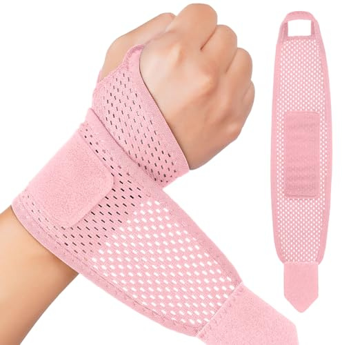 Beugo Muñequera Tendinitis Muñeca, Muñequeras Deportivas, muñequera tunel carpiano, Soporte de la Muñeca Elasticas Ajustable para Dolor Articulaciones, Esquinces, Mano izquierda y mano derecha, Rosa