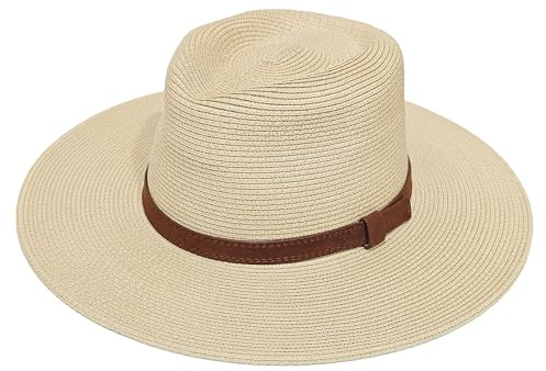 Sombrero Panamá Clásico de Paja para Hombre y Mujer - Transpirable con Protección Solar UV, Diseño Elegante de ala Plana, Ligero y Ajustable - Ideal para Playa, Viajes