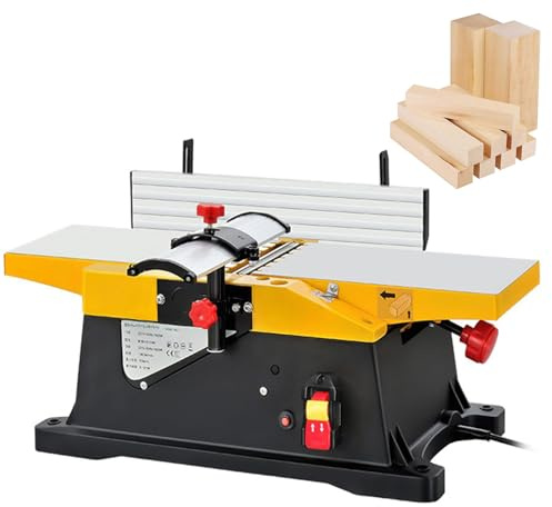 ZHJOPP Cepilladora eléctrica de sobremesa de 220 V, cepilladora de sobremesa de Alta Resistencia, Ajustable para Trabajos de carpintería de precisión y Corte de Espesor.