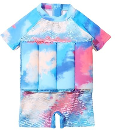 Maillot de Bain Flottant Enfant, Combinaison Flottante Maillot de Bain Une Pièce Garcon Fille avec Flotteurs Reglable pour sécurité Confiance Aide à la flottabilité Été Costume pour Natation Débutant