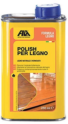 FILA Surface Care Solutions FORMULA LEGNO, Trattamento Polish per Superfici in Legno Veniciato e Naturale, Deterge, Rinnova e Nutre in profondità per una Pulizia a Lunga Durata, 250ml